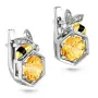 Серебряные серьги с цитрином и фианитами «Пчела»