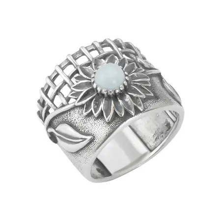 Серебряное кольцо «Подсолнух» с виоланом