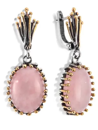 Серьги из серебра с розовым кварцем