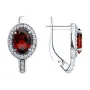 Серебряные серьги с гранатом и фианитами