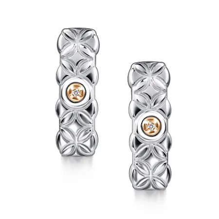 Серебряные серьги с бриллиантами и позолотой