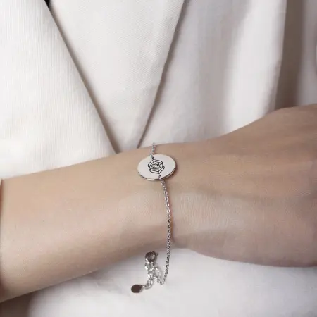 Серебряный браслет-чакра третьего глаза с чёрной эмалью