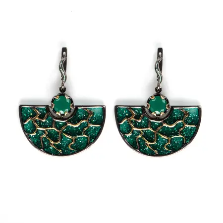 Серебряные серьги с витражной эмалью