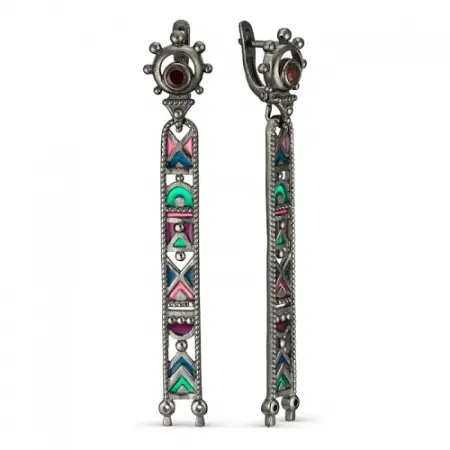Серебряные серьги с витражной эмалью