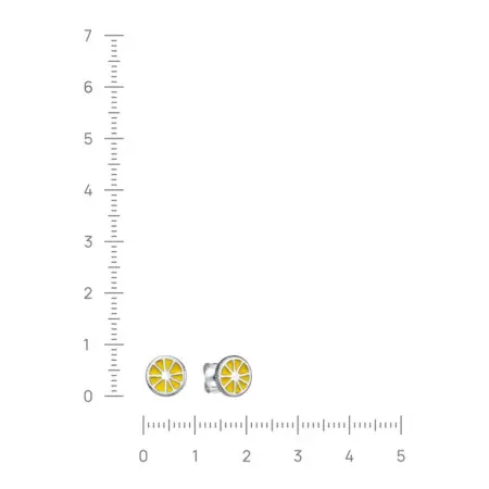 Серьги из серебра с эмалью «Лимон»