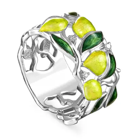 Кольцо из серебра с бриллиантом «Санторини Лимон»