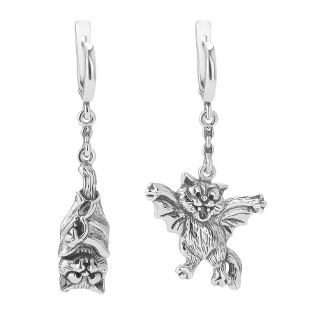 Серьги из серебра «Летучая мышь, Маски сброшены»