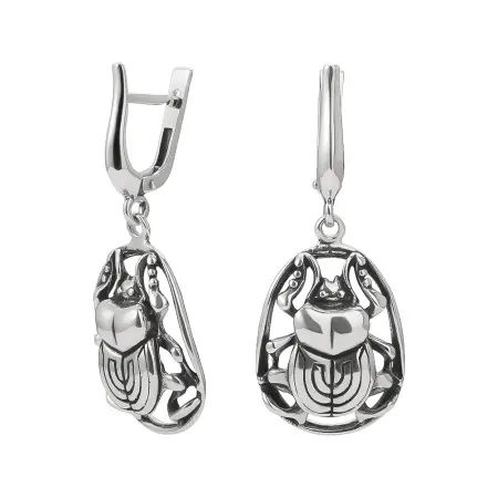 Серебряные серьги «Скарабей»