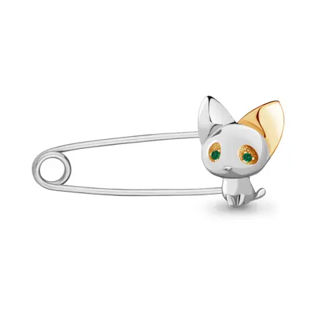 Серебряная булавка с наноизумрудом