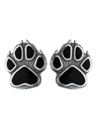 Серебряные серьги-пусеты с эмалью «Лапки»