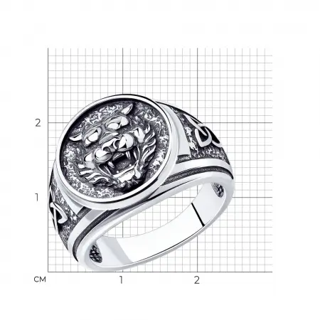 Мужское кольцо из серебра «Тигр»