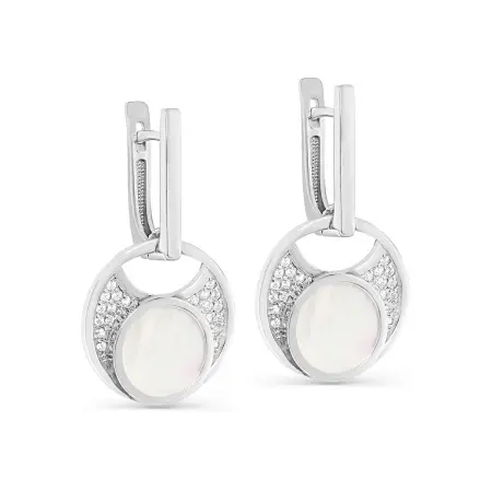 Серебряные серьги с перламутром и фианитами