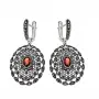 Серебряные серьги с гранатами и марказитами Swarovski