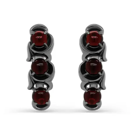 Серебряные серьги с гранатом