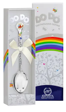 Ложка детская DO-DO «Вертолетик» частичная позолота с эмалью