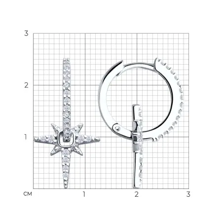 Серьги из серебра с фианитами