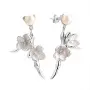 Серьги-пусеты из серебра с жемчугом «Ветка сакуры»