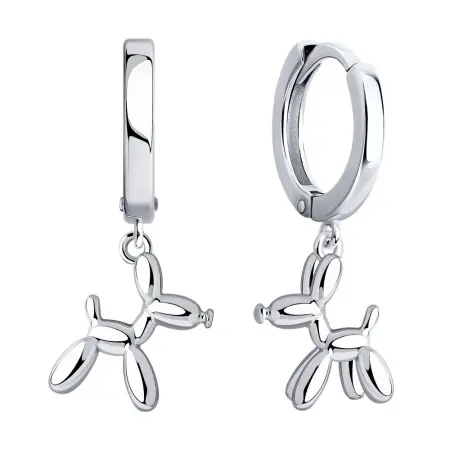 Серьги из серебра «Собака»