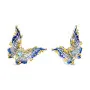 Серьги из серебра с топазами, эмалью в позолоте «Бабочка»