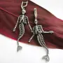 Серьги серебро 925 скелет русалки череп длинные