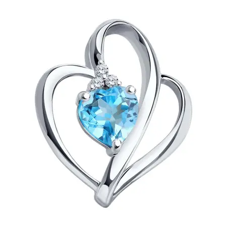 Серебряная подвеска с топазом и фианитами