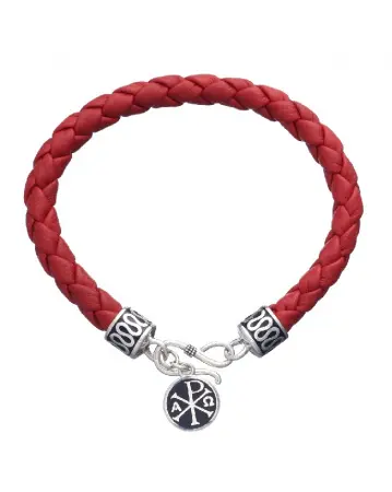 Кожаный браслет "Хризма" красный