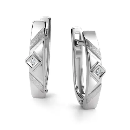 Серебряные серьги с бриллиантом