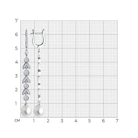 Серебряные серьги с жемчугом и фианитами