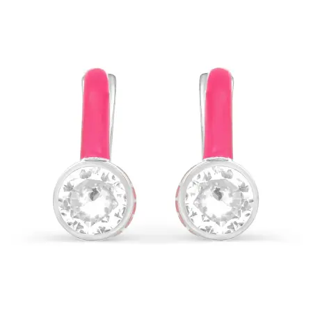 Серьги из серебра с фианитом и светоотражающей эмалью