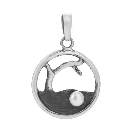 Серебряная подвеска с жемчугом «Дерево»