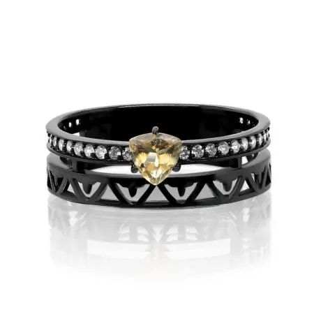 Кольцо из серебра с цитрином и фианитами «Арабелла»