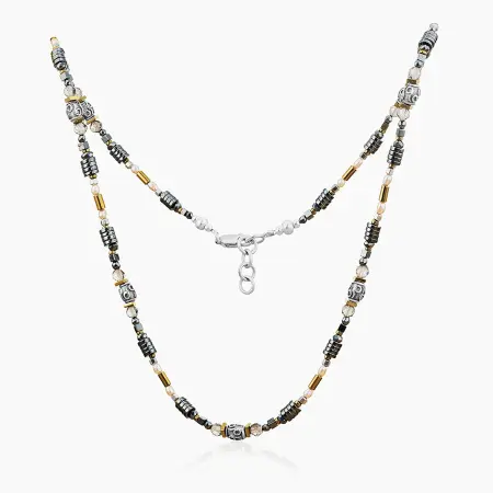 Колье из серебра с камнем дымчатый кварц