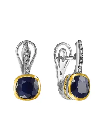 Серьги из серебра с натуральным сапфиром