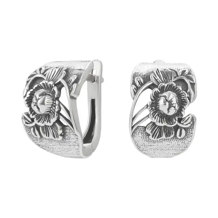 Серьги из серебра «Пион»