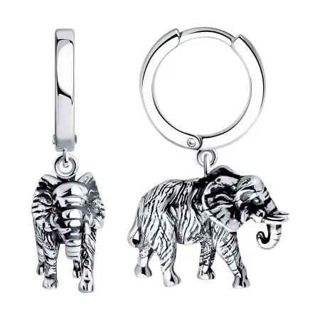 Серебряные серьги «Слон»