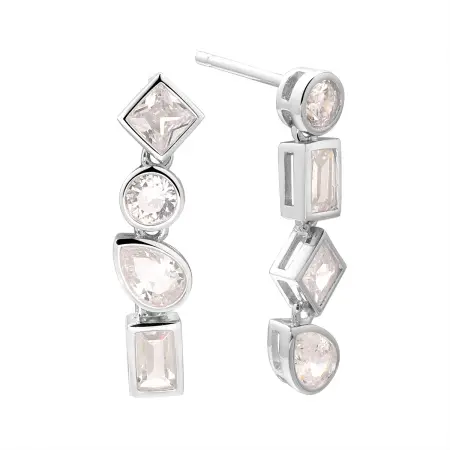 Серьги-пуссеты из серебра с фианитами