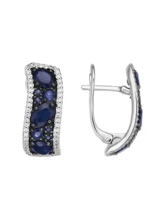 Серьги из серебра с натуральным сапфиром