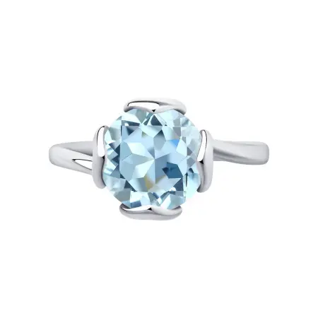 Кольцо из серебра с топазом и фианитами