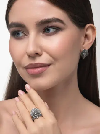 Серьги из серебра 925 Череп Кокошник Баба Яга