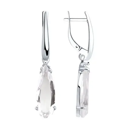 Серьги из серебра с горным хрусталём «Капля»