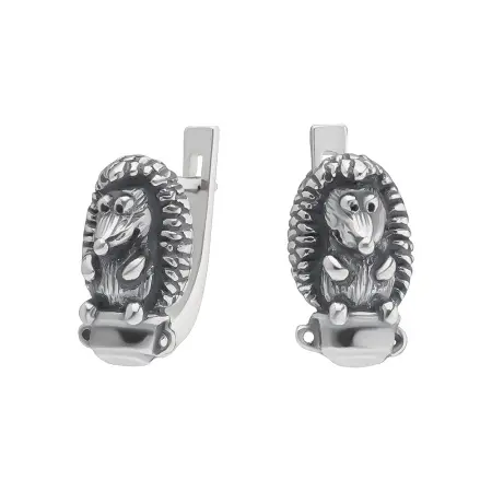 Серьги из серебра ежик «Занято!»