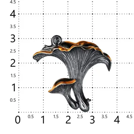Серебряная брошь «Грибы Лисички - Сестрички»