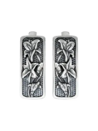 Серьги из серебра с чернением «Цветок»