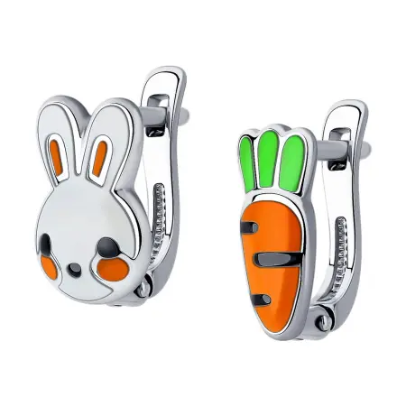 Серьги из серебра с эмалью «Зайчик» SOKOLOV