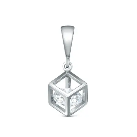 Подвеска из серебра с фианитом «Куб»