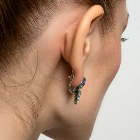 Серьги из серебра с чароитом