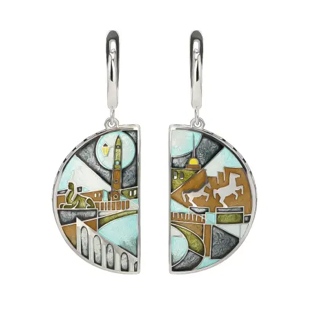 Серьги «Санкт-Петербург Утро» из серебра с эмалью