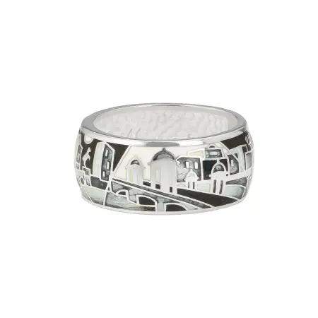 Кольцо «Северная столица Ночь» из серебра с эмалью