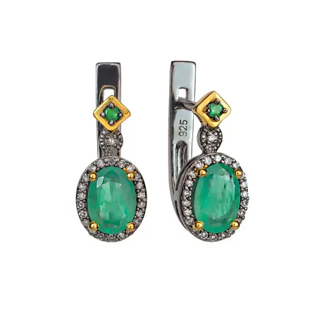 Серьги «Byzantium» с бриллиантами и изумрудом