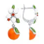 Серьги из серебра с фианитами и эмалью «Апельсин»